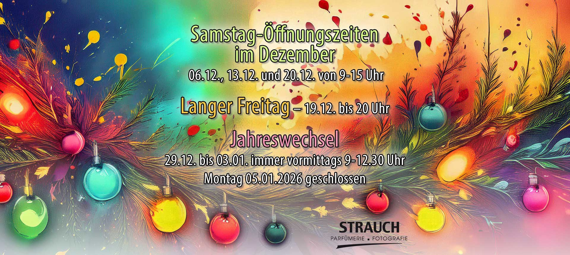 Öffnungszeiten Dezember 2025